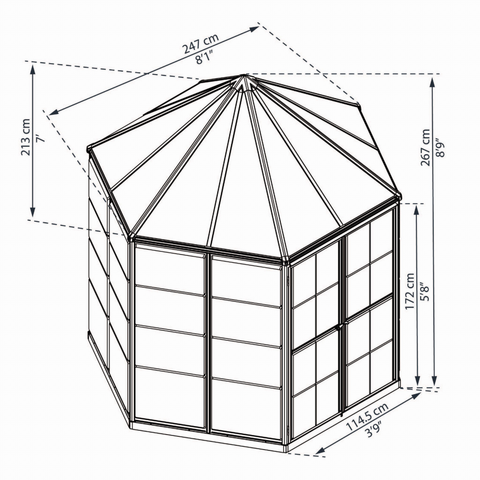 Oasis Hex Greenhouse With Dimensions