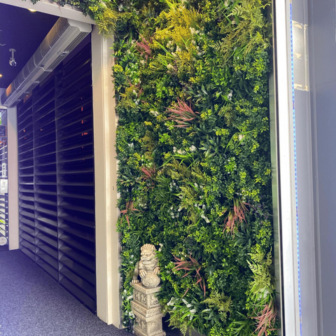 vertical artificial green wall installed