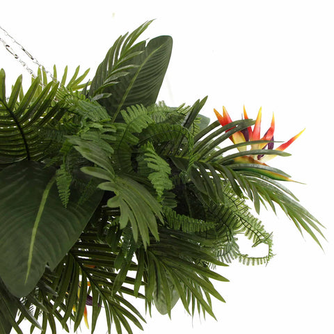 Artificial Hanging Tropical Plant Arrangement Foliage And Stems