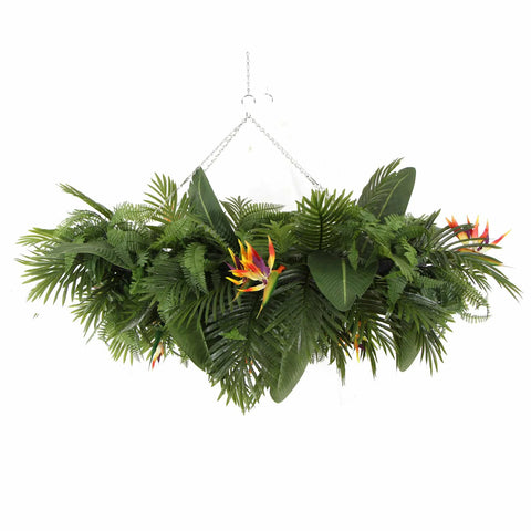 Artificial Hanging Tropical Plant Arrangement Side View