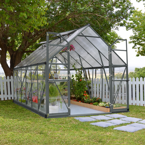 maze hothouse in garden - grey