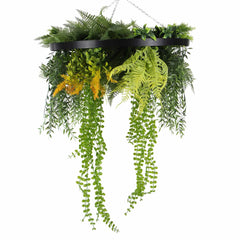 Roof Hanging Disc With Artificial Plants Black Frame