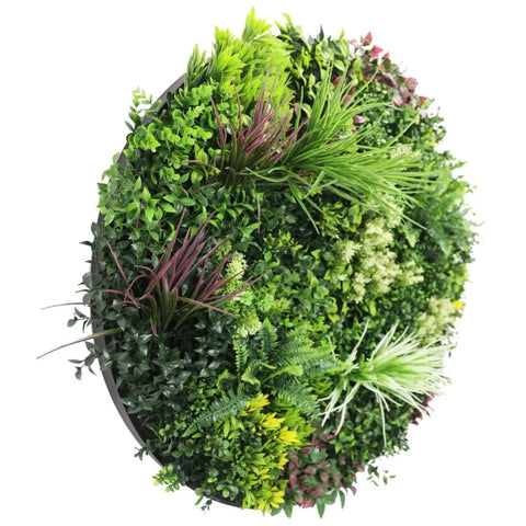 Colour Fresh Artificial Green Wall Disc 100cm Black Full View