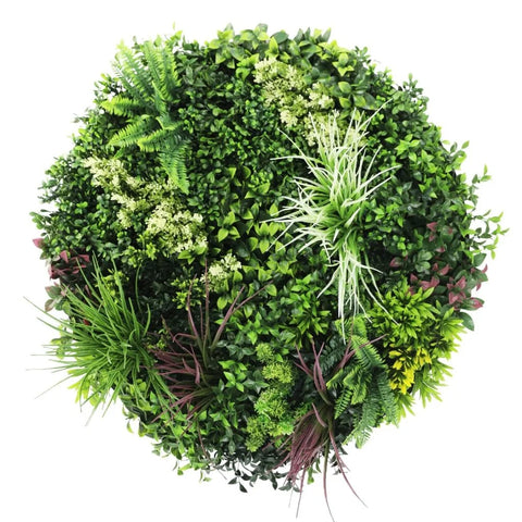 Colour Fresh Artificial Green Wall Disc 80cm Black Full View