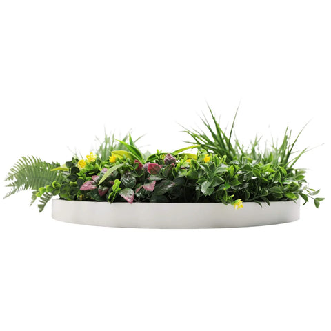 Artificial Green Wall Disc White Country Fern Disc 60cm white side view