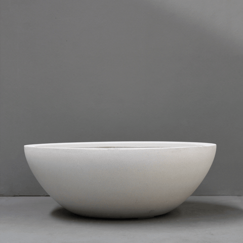 Ivory Lite Terrazzo Low Bowl Planter Main View