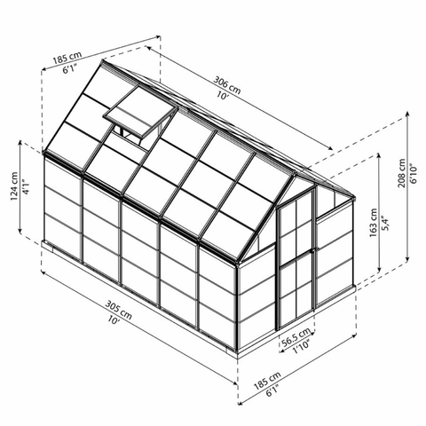 Palram Harmony 6x10 With Dimensions