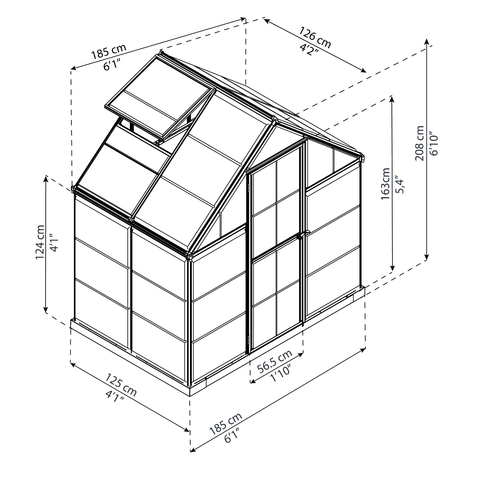 Palram Harmony Greenhouse with Dimensions