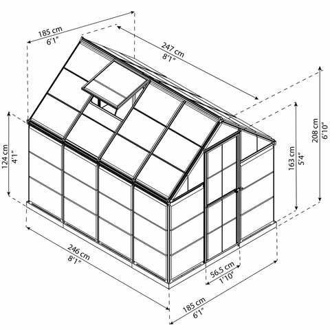 Palram Harmony Greenhouse 6x8 With Dimensions