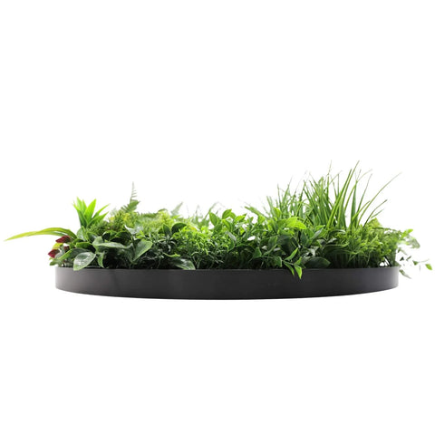 Artificial Green Wall Disc White Country Fern Disc 80cm black side view