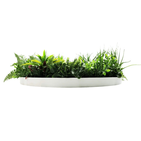 Artificial Green Wall Disc White Country Fern Disc 80cm white side view