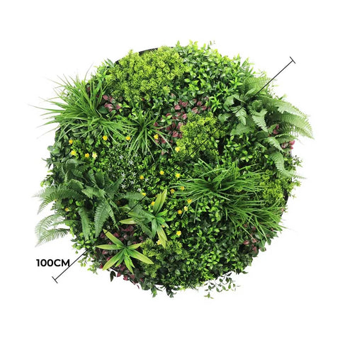 Artificial Green Wall Disc White Country Fern Disc 100cm black dimeter