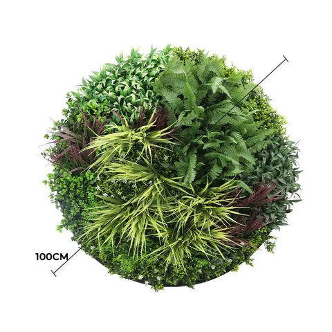 Slimline Artificial Green Wall Disc 100cm black diameter