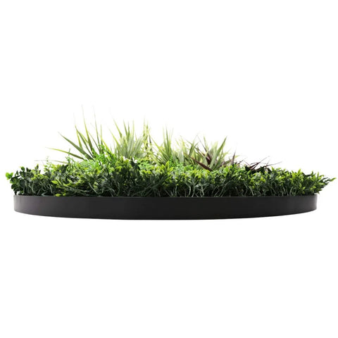 Slimline Artificial Green Wall Disc 100cm black side view