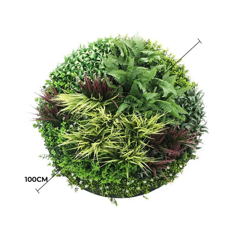 Slimline Artificial Green Wall Disc 100cm white diameter