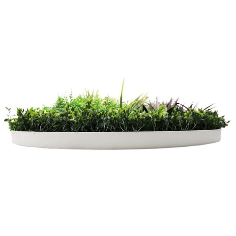 Slimline Artificial Green Wall Disc 100cm white side view