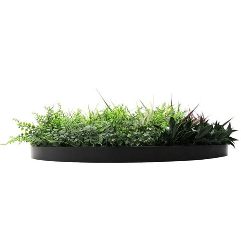 Slimline Artificial Green Wall Disc 80cm black side view