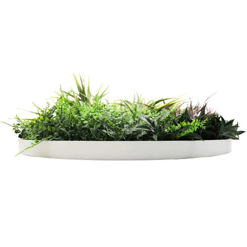 Slimline Artificial Green Wall Disc 80cm white side view