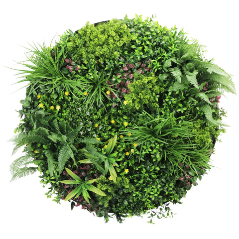 Artificial Green Wall Disc White Country Fern Disc 100cm black full view