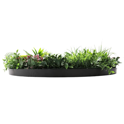 Artificial Green Wall Disc White Country Fern Disc 100cm black side view