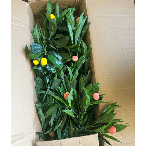 OPEN BOX OF 50 Artificial Peach & Lemon Citrus Plant Stems