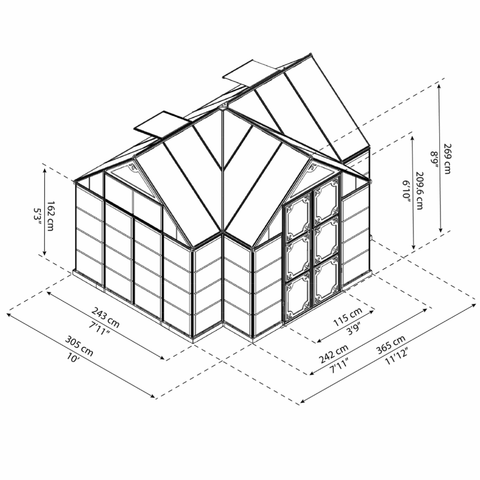 Palram Victory Greenhouse With Dimensions