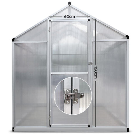 2.4m x 1.9m x 1.9m Polycarbonate Aluminium Greenhouse