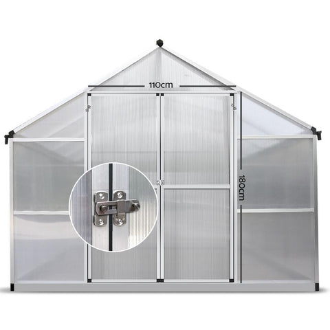 3.1m x 2.5m Polycarbonate Aluminium Greenhouse