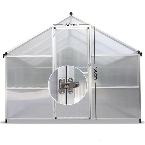 3m x 2.5m Polycarbonate Aluminium Greenhouse