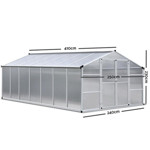 4.1m x 2.5m Polycarbonate Aluminium Greenhouse