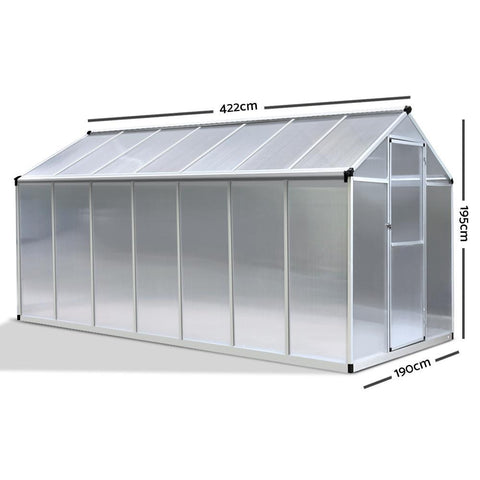 4.2m x 1.9m Polycarbonate Aluminium Greenhouse