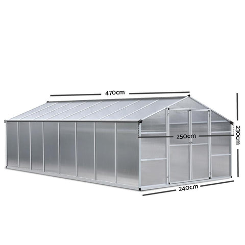 4.7m x 2.5m Polycarbonate Aluminium Greenhouse