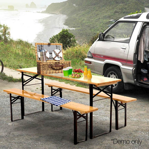 Artiss Wooden Outdoor Foldable Bench + Seat Set