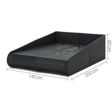 Gardeon 2 Seat PE Wicker Sun Lounge Daybed - Black