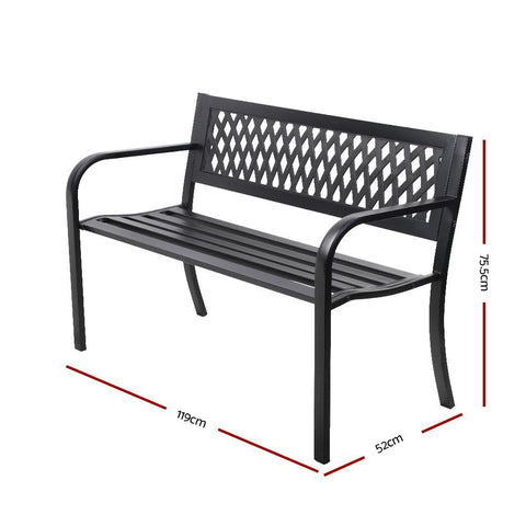 Gardeon Cast Iron Modern Garden Bench Seat - Black