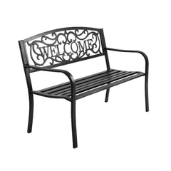 Gardeon Cast Iron Welcome Garden Bench Seat - Black