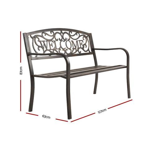 Gardeon Cast Iron Welcome Garden Bench Seat - Bronze