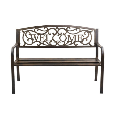 Gardeon Cast Iron Welcome Garden Bench Seat - Bronze