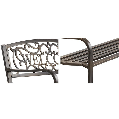 Gardeon Cast Iron Welcome Garden Bench Seat - Bronze