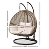 Image of Gardeon Outdoor Double Hanging Egg Chair Swing - Brown