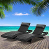 Image of Gardeon Outdoor Wicker Sun Lounges Set of 2 - Black