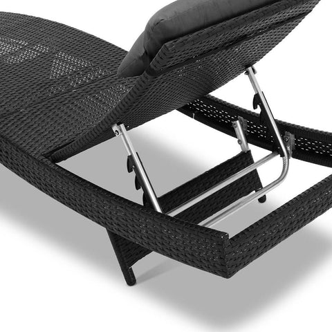 Gardeon Outdoor Wicker Sun Lounges Set of 2 - Black