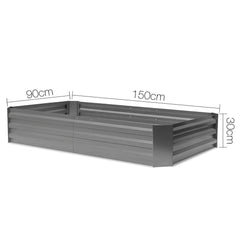 Green Fingers 150 x 90cm Raised Garden Bed - Aluminium Grey