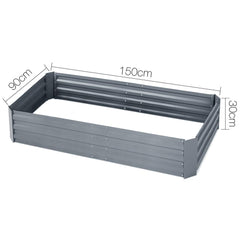 Green Fingers 150cm x 90cm Raised Garden Bed Set of 2 - Charcoal