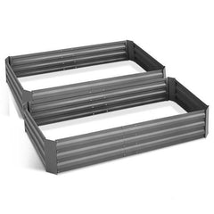 Green Fingers 150cm x 90cm Raised Garden Bed Set of 2 - Charcoal