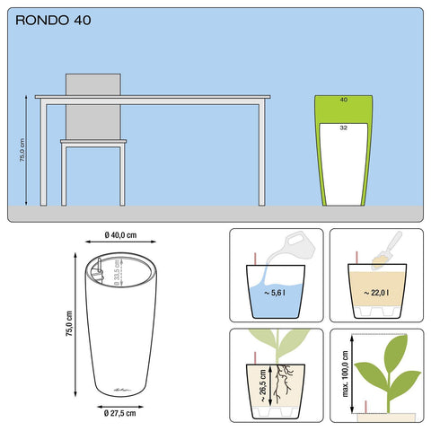 Lechuza Rondo 40 Self Watering Pot - 40cm