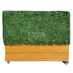 Portable Freestanding Artificial Boxwood Partition Hedge On Wheels 50cm x 1m x 30cm