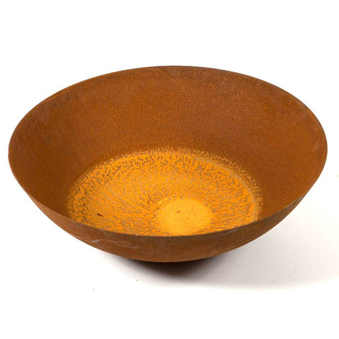 Wok Shaped Rusted Metal Planter Bowl - 100cm